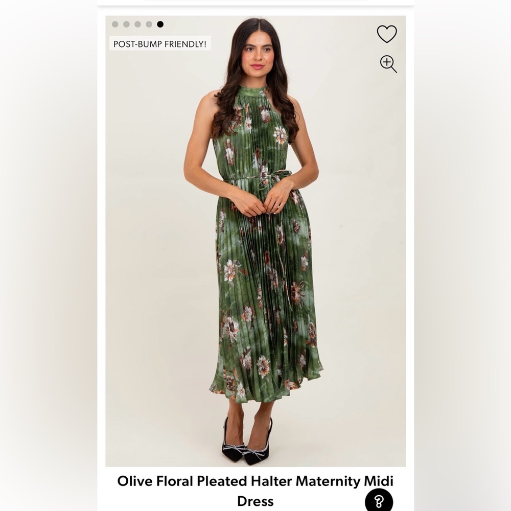 Floral Green Pleated Dress